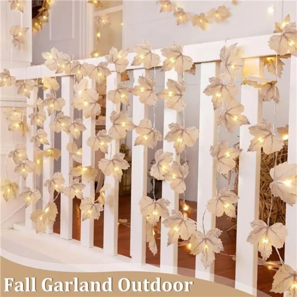 6 Pack & 120 LED Lights, Fall Garland Fall Decorations for Home, Total 39Ft